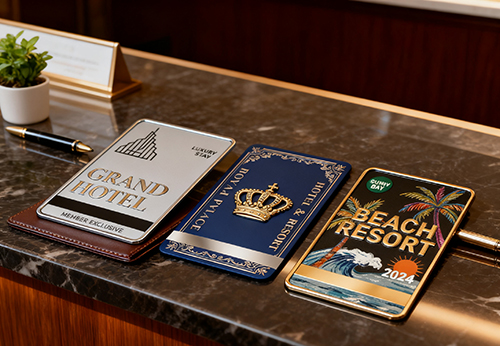 Três tipos de cartões de quarto de hotel