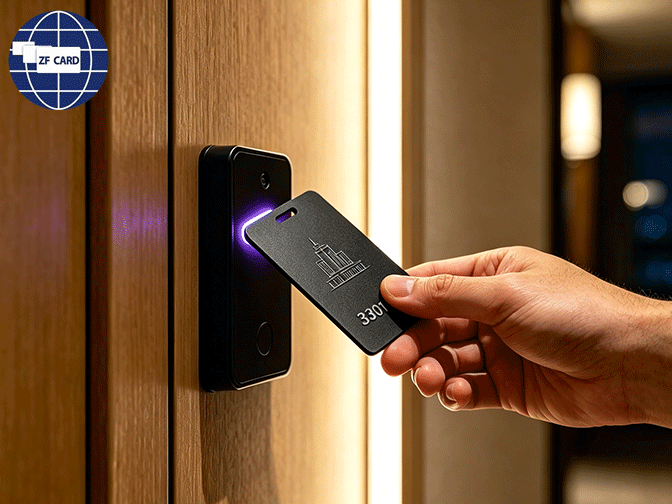 Cartão Smart Room Preto Matte específico para hotel, etiqueta de controle de acesso RFID à prova d'água e resistente ao desgaste. Personalização de amostras gratuitas do LOGO está disponível